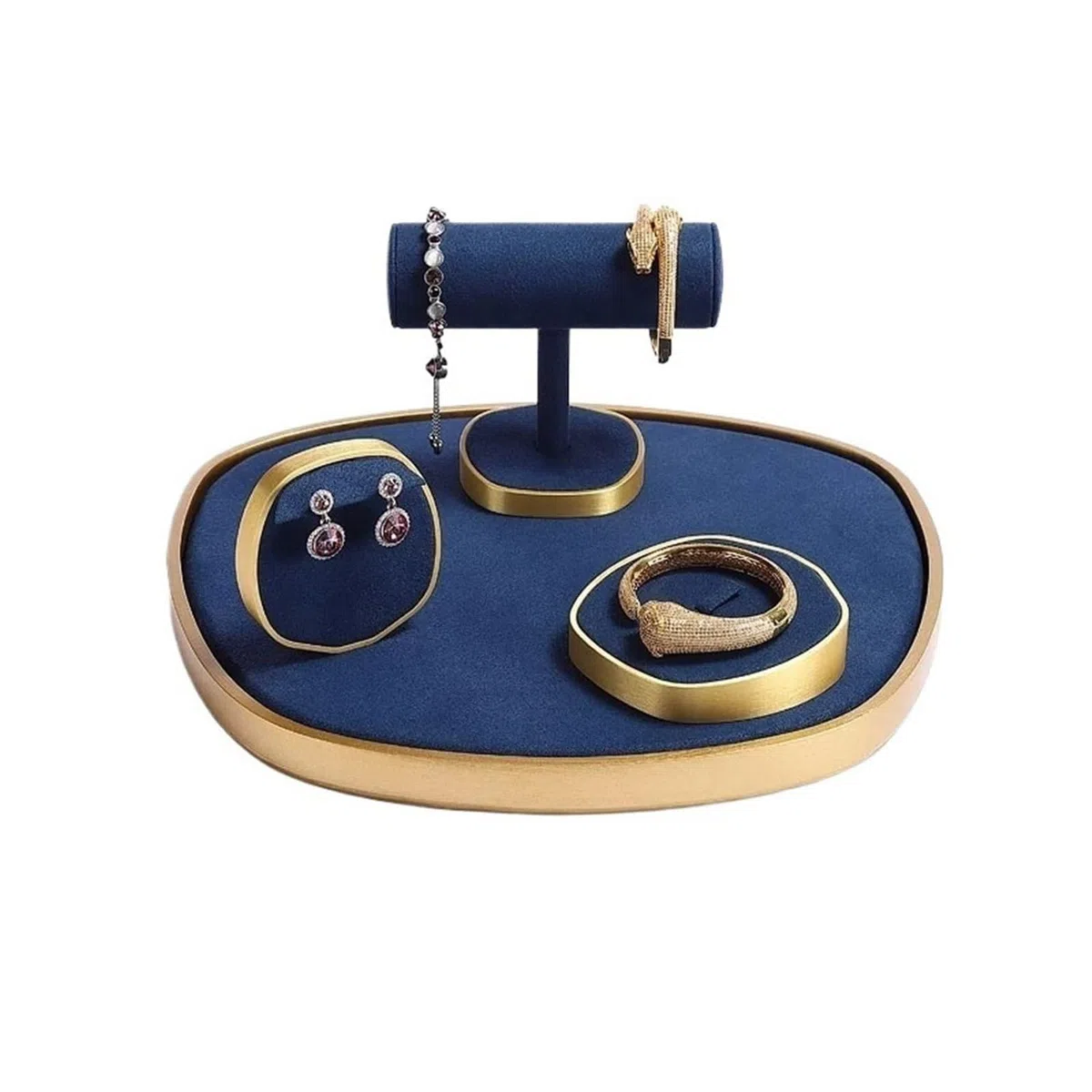 Porte-Bijoux 4-Piece Microfiber Metal Jewelry Display Set for Ring