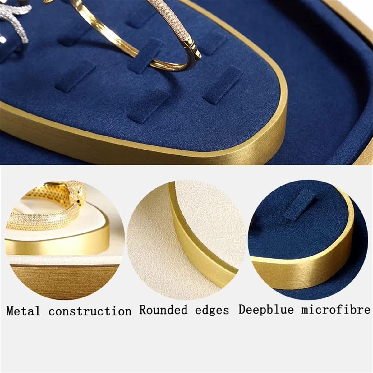 Porte-Bijoux 4-Piece Microfiber Metal Jewelry Display Set for Ring