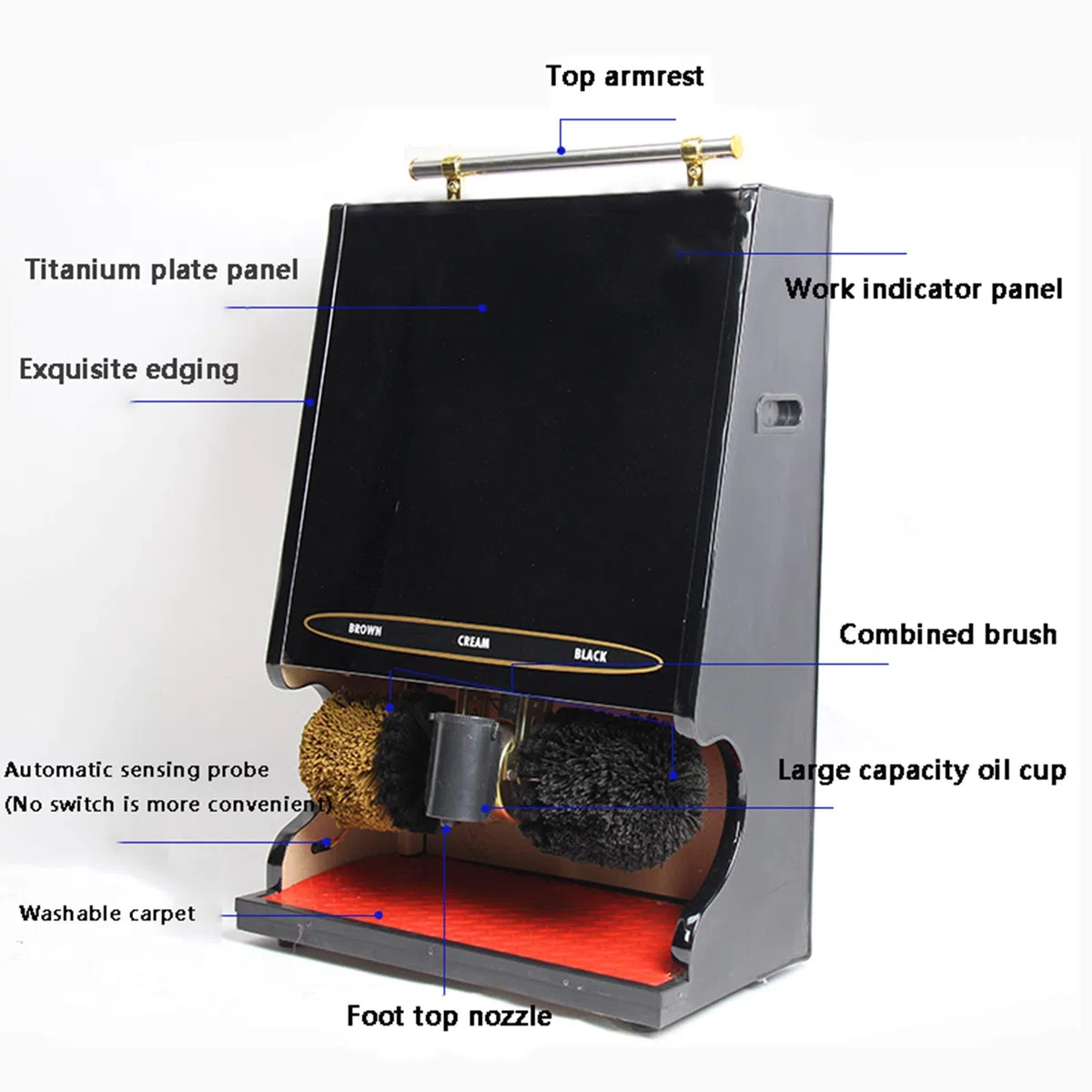 kit de cirage, Automatic induction shoe polisher cleaning brush kit shoes polishing machine for hotel entrance