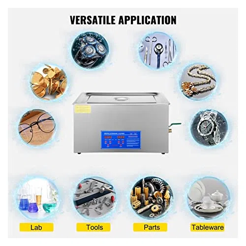 Nettoyeur à ultrasons portable 22 L – Machine de nettoyage rapide en profondeur pour bijoux, vaisselle, accessoires de petites pièces – Appareil de nettoyage domestique efficace, 2 l