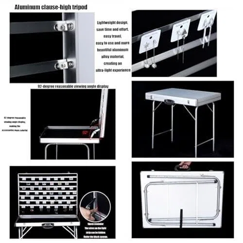 porte bijoux Vitrine d'exposition en aluminium, boîtier portable pliable