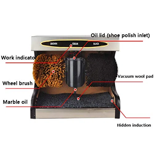 Polisseuse électrique Automatique à Induction pour Chaussures, Nettoyeur électrique - Acier Inoxydable, kit de Nettoyage Portable pour Chaussures en Cuir avec dépoussiérage et Polissage