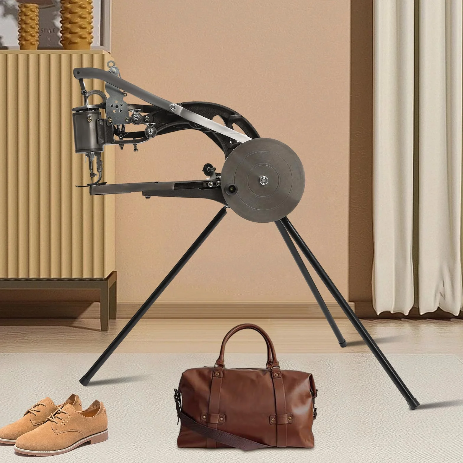 Machine de réparation de chaussures en cuir - Outil de couture manuel robuste pour patchs sur toile, coton, tentes en lin, sacs et tissu