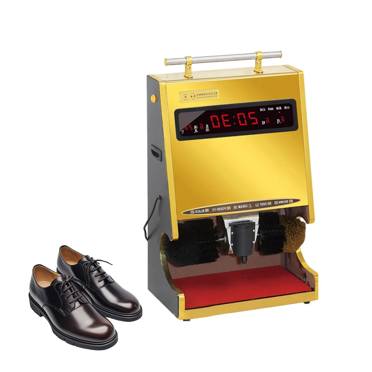 Nettoyeur De Chaussures électrique, Cireuse Automatique à Double Brosse Pour Chaussures En Cuir, Usage Domestique, Commercial, Hôtel, Avec Affichage De L'heure