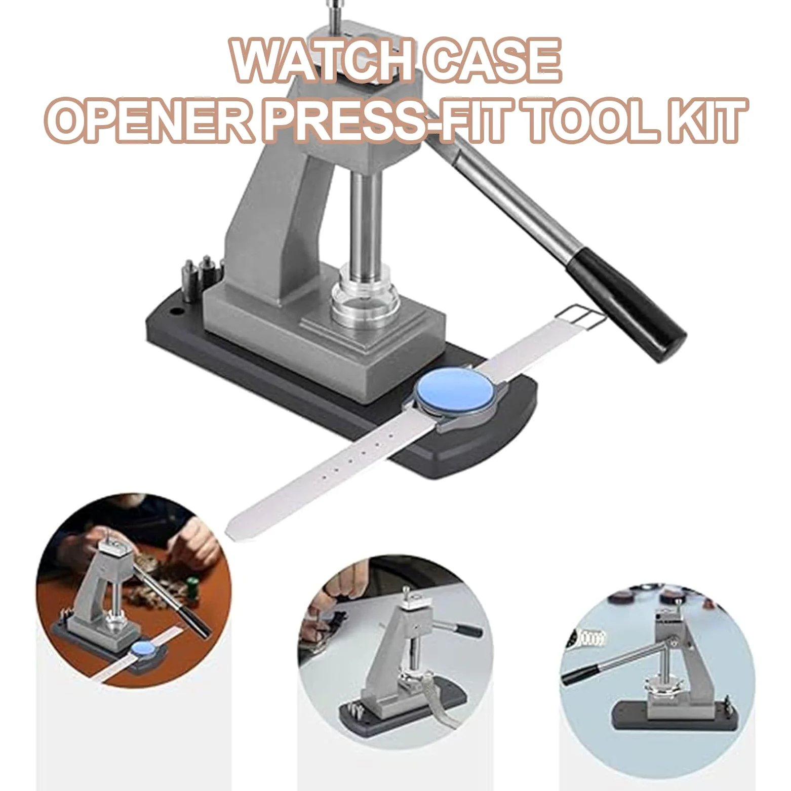 Kit d'ouverture de boîtiers de montres par pression, presse à montres avec 25 matrices, diamètre de 16 à 44 mm, hauteur réglable, pour l'ouverture et la fermeture des boîtiers de montres en atelier de
