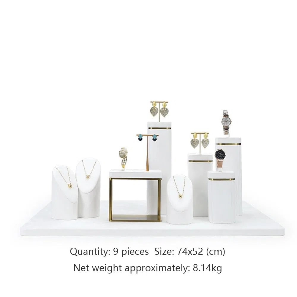 Porte-bijoux White Velvet Jewelry Display Set Necklace Earring Stand