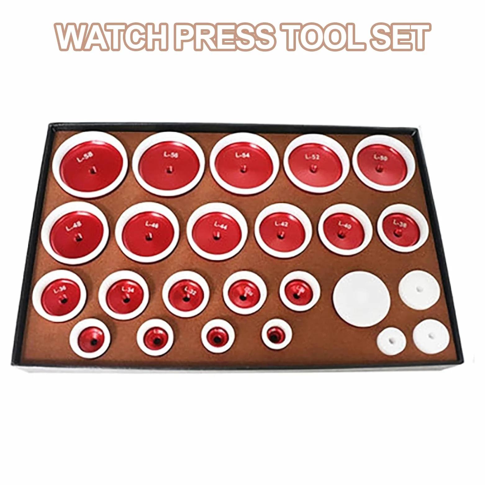 Kit d'ouverture de boîtiers de montres par pression, presse à montres avec 25 matrices, diamètre de 16 à 44 mm, hauteur réglable, pour l'ouverture et la fermeture des boîtiers de montres en atelier de